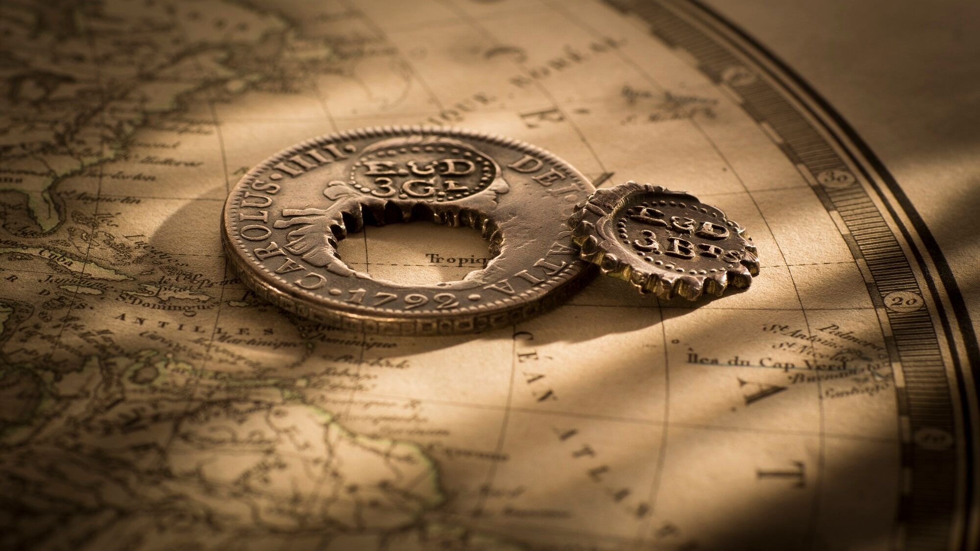 British Guiana Holey Dollar and Dump Rev