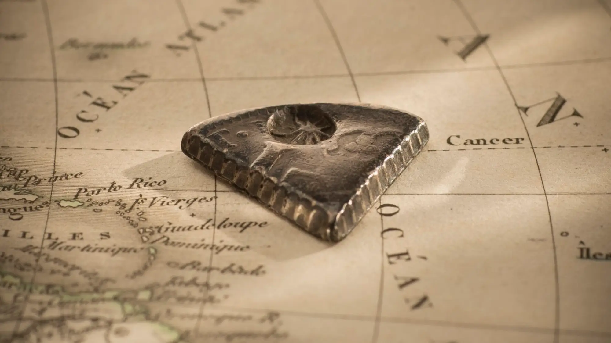 7023 Cut fifth segment of a charles IIII Silver Dollar Curacao