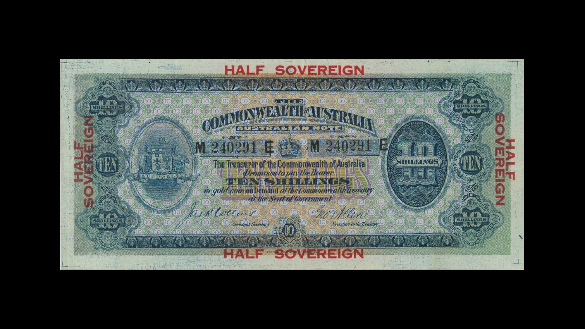 1915 Collins Allen Ten Shillings Front July 2018