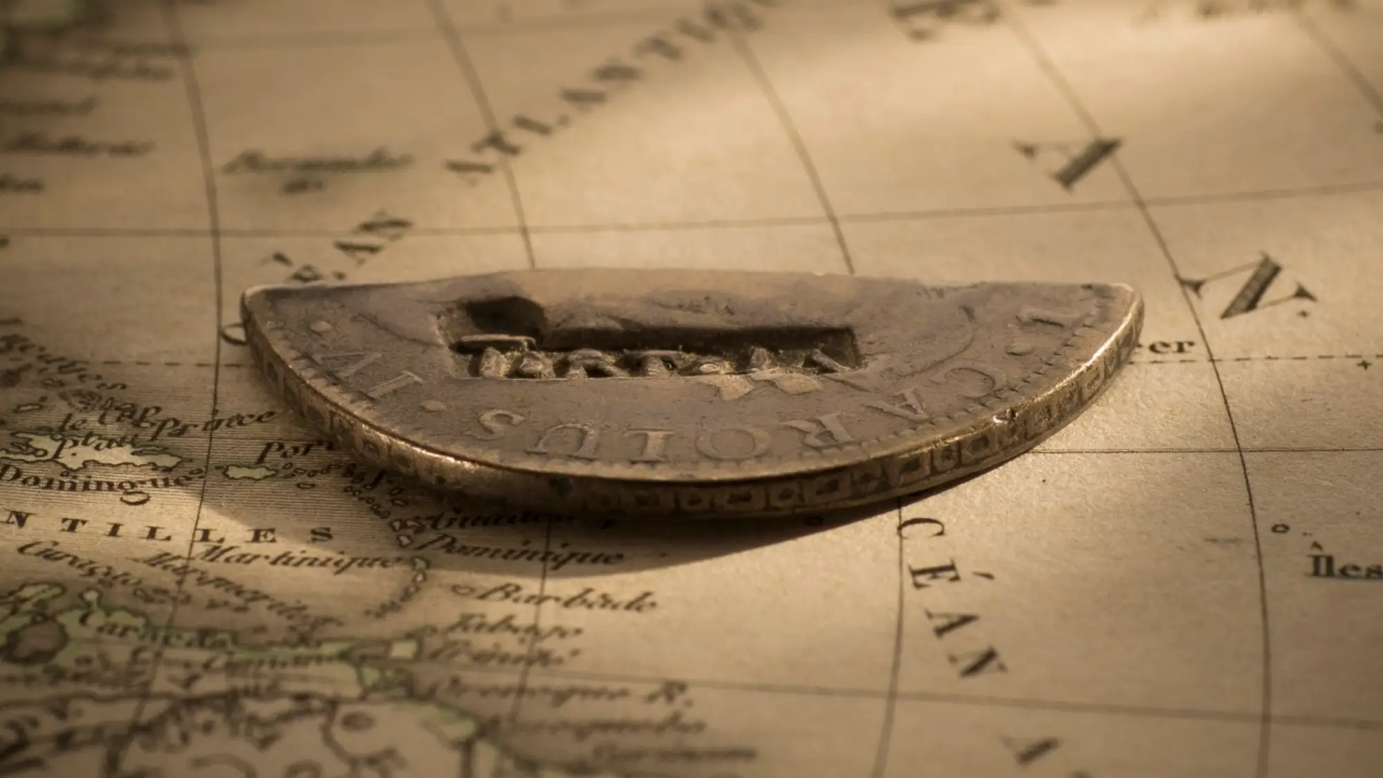7037 Cut half spanish Silver Dollar of Tortola