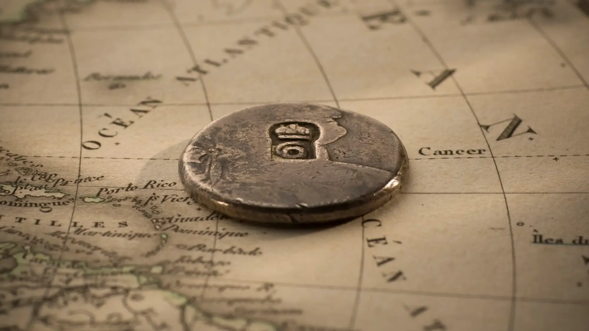 7018 Circular segment from Spanish Silver Dollar by British colony of Dominica