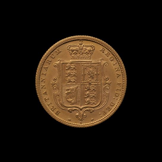 1880 Sydney Mint Half Sovereign YH Shield Choice Unc rev