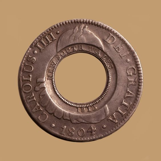1813-Holey-Dollar-Charles-IIII-1804-Mexico-Mint-Obv-TECH-43325-November-2021